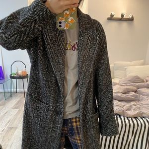 Zara gray herringbone coat